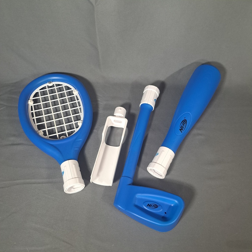 Nerf Nintendo Wii Sports Accessory Kit Blue Racket Bat Golf Club Gaming Fun